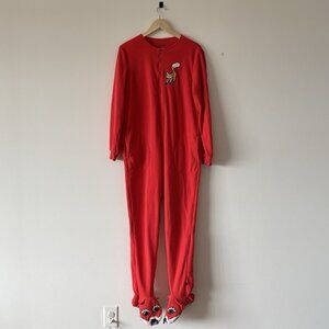 Nick & Nora Pajamas Womens Small Red-orange Fox Fleece Footie One Piece Costume